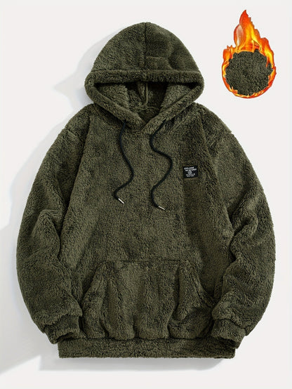 Unisex teddy fleece hoodie with a kangaroo pocket and hood