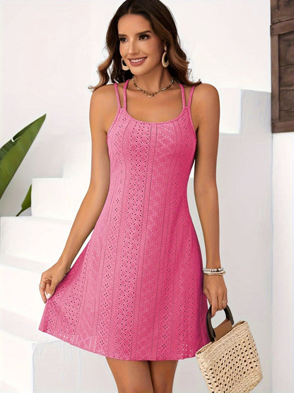 Women's Summer A-Line Mini Dress with Double Straps – Elegant Casual Look