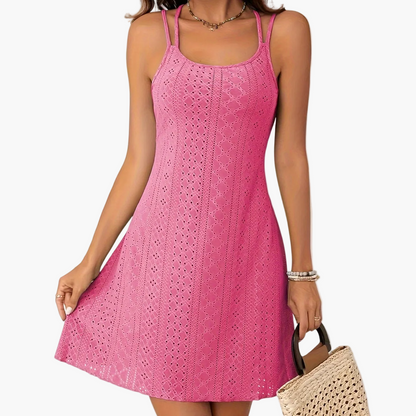 Women's Summer A-Line Mini Dress with Double Straps – Elegant Casual Look