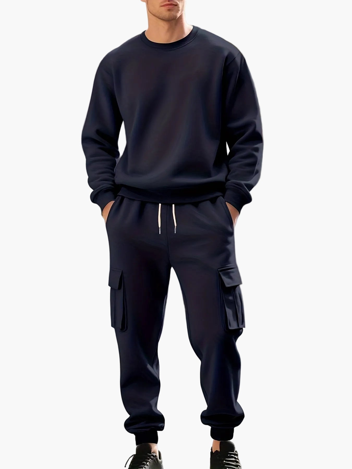 Herren Freizeit-Sportanzug Set mit Sweatshirt und Cargo-Jogginghose – Urbaner Zweiteiler für Alltag und Sport