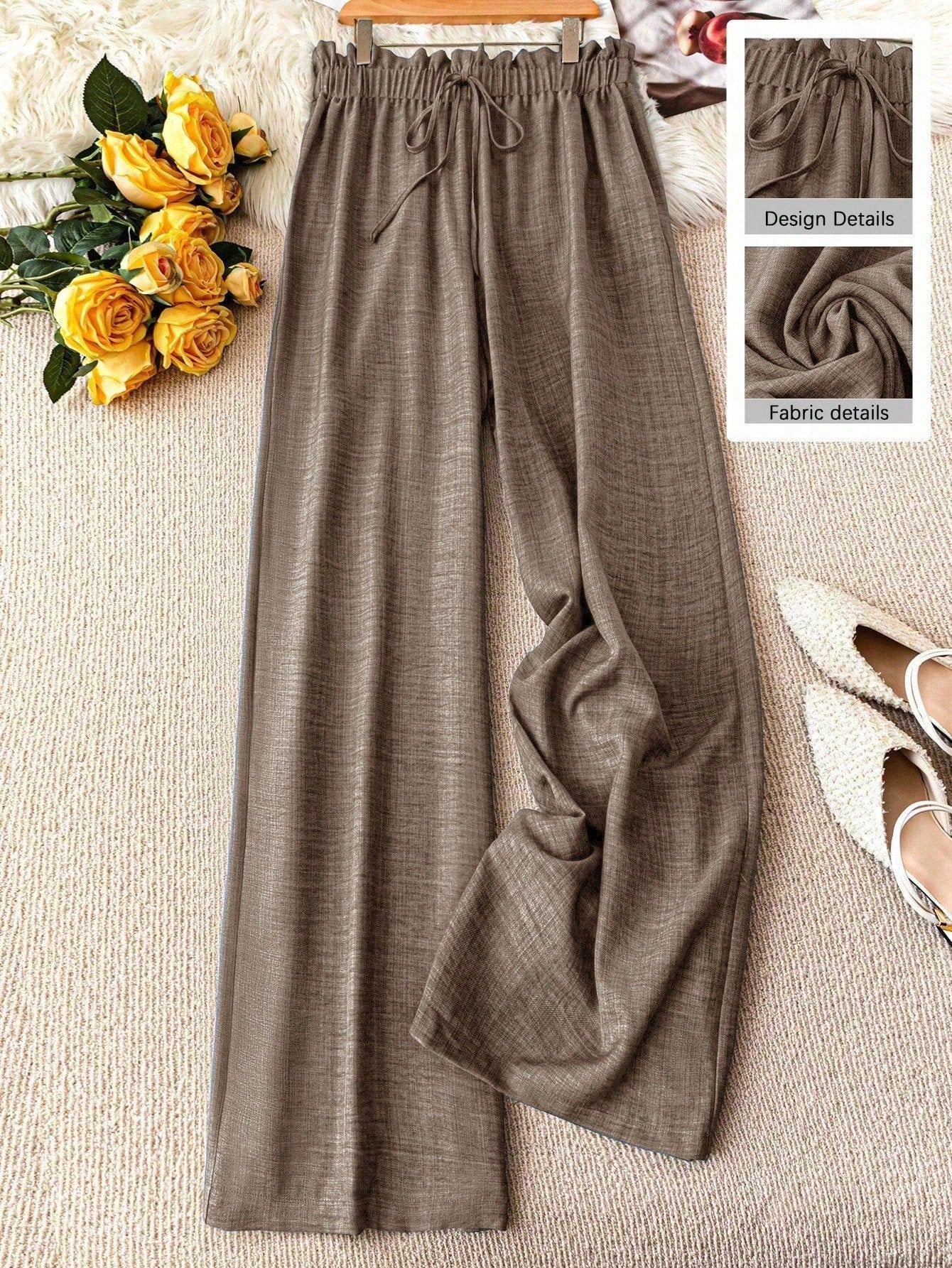 Damen Weite Freizeithose im Straight-Leg-Stil mit Kordelzug – Perfekt für Frühling & Sommer