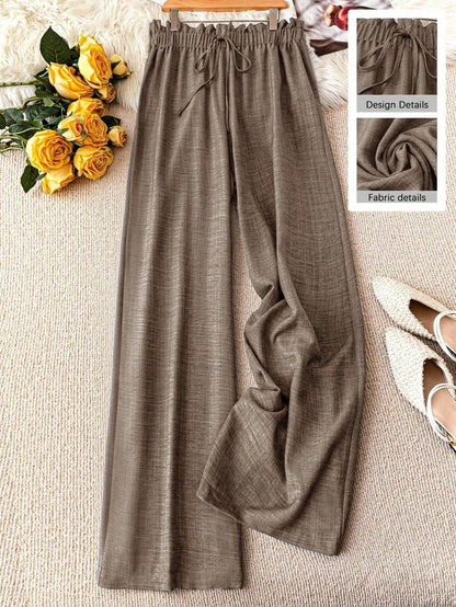 Damen Weite Freizeithose im Straight-Leg-Stil mit Kordelzug – Perfekt für Frühling & Sommer