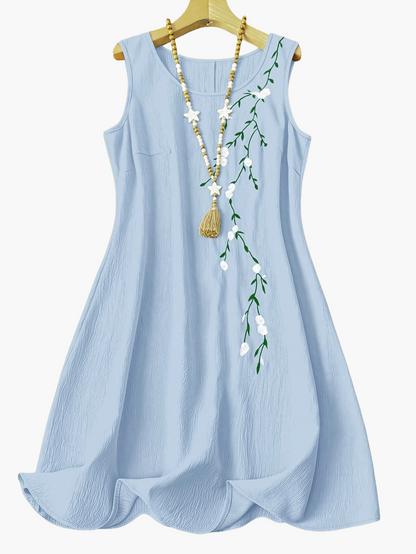 Women's Casual Dress with Embroidery and Floral Pattern – Elegant Summer Style for Everyday and Going Out