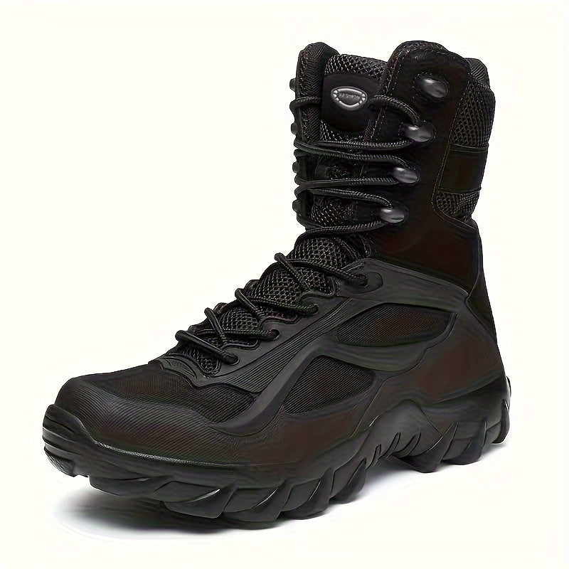 Robuste Schwarze Herren Wanderstiefel mit Schnürung und Profilsohle