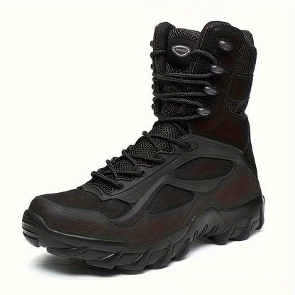 Robuste Schwarze Herren Wanderstiefel mit Schnürung und Profilsohle
