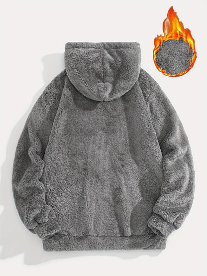 Unisex teddy fleece hoodie with a kangaroo pocket and hood