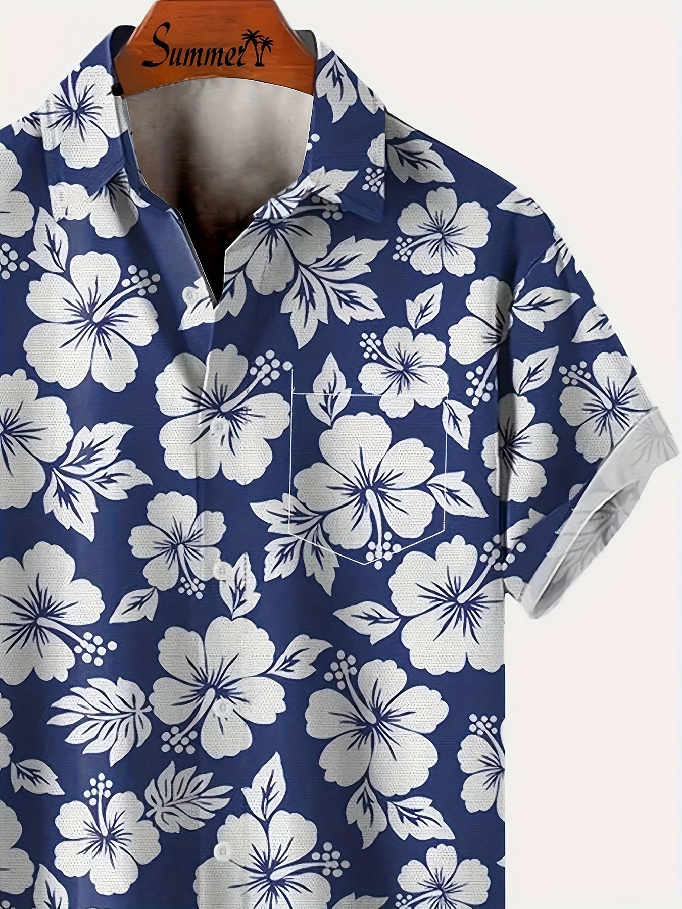 Men's Hawaiian Shirt with Floral Pattern for Vacation and Leisure – Short Sleeve, Regular Fit