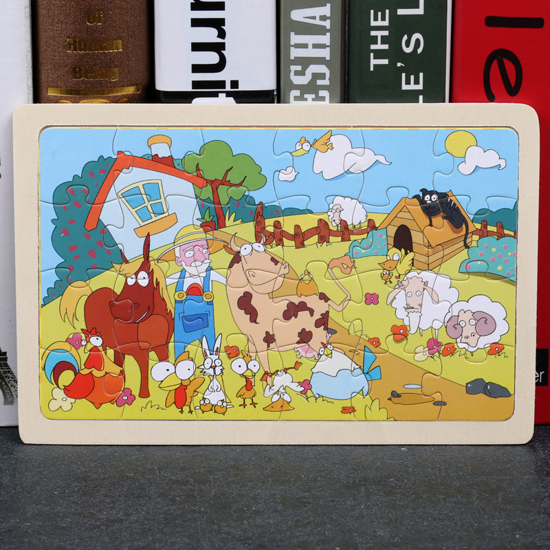 Children's Wooden Puzzle Set – Colorful Educational Toys in Storage Metal Box, from 3 Years, Unisex