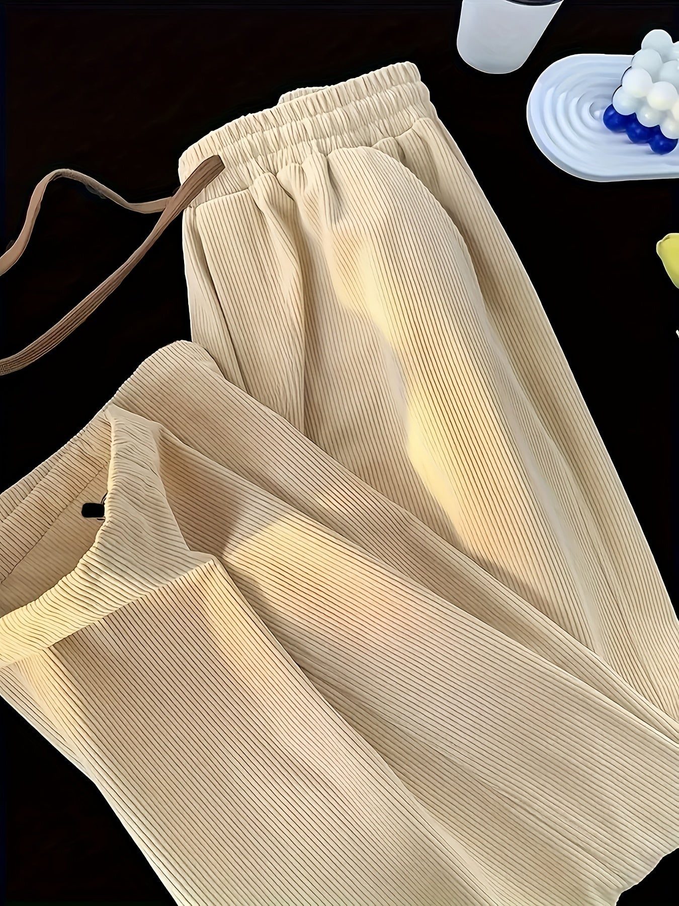 Men's Pleated Casual Pants with Elastic Waistband and Drawstring – Modern Urban Style & Comfort