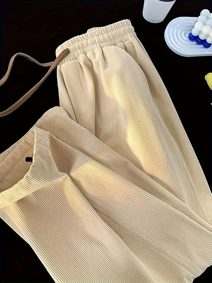Men's Pleated Casual Pants with Elastic Waistband and Drawstring – Modern Urban Style & Comfort