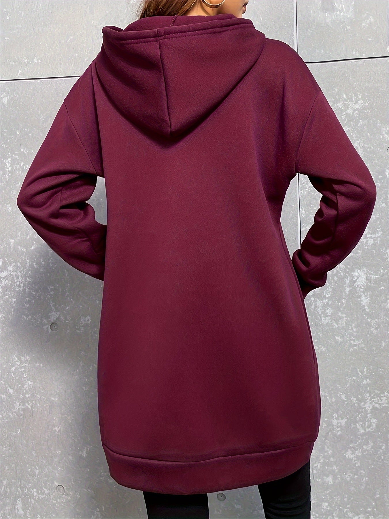 Damen Langarm Hoodie-Kleid mit Kapuze und Kängurutasche