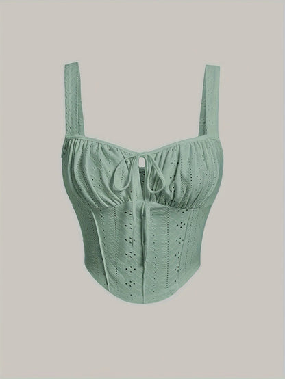 Women's Bustier Top with Broderie Anglaise and Lacing – Fashionable Summer Corset for Casual Wear and Parties