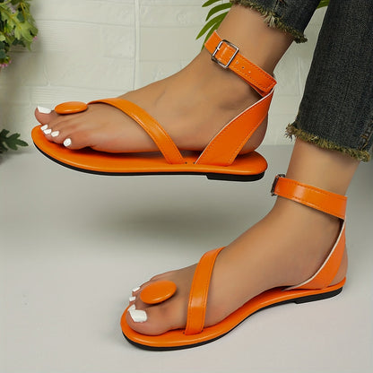 Damen Sandalen mit Zehenring und asymmetrischen Riemen – Modische Sommerschuhe für Alltag und Urlaub