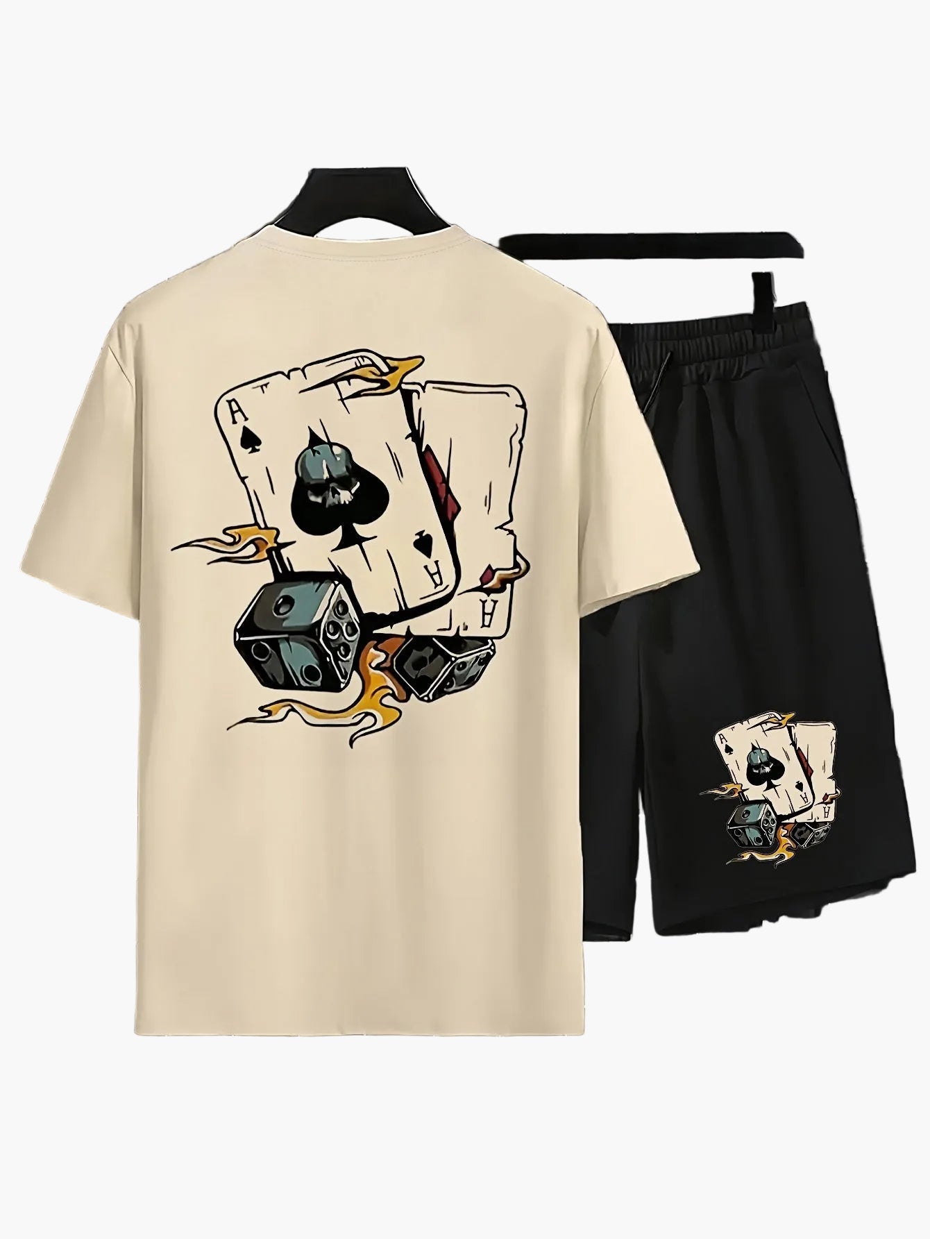 Herren Sommer Freizeit Set – T-Shirt & Shorts mit Kartenmotiv, Lässiger Look für Alltag & Urlaub