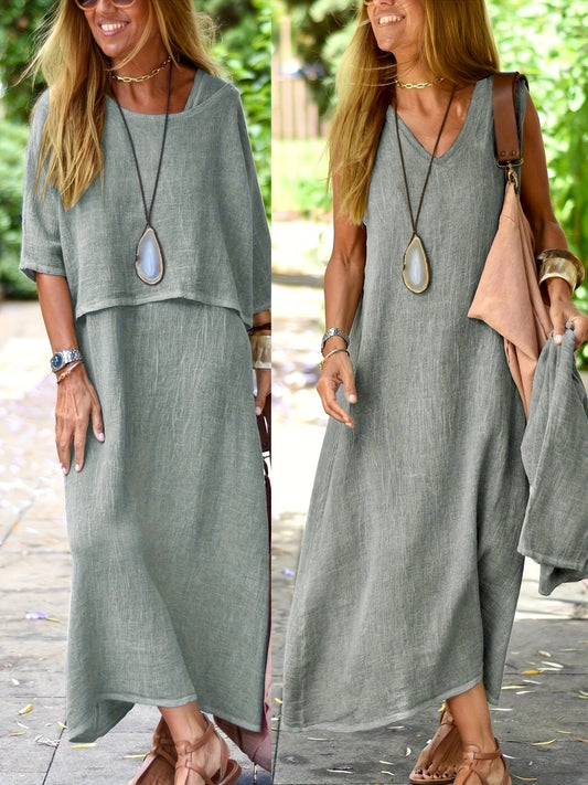Women's Maxi Dress Two-Piece Set Boho Style Casual Summer Dress for Everyday and Vacation