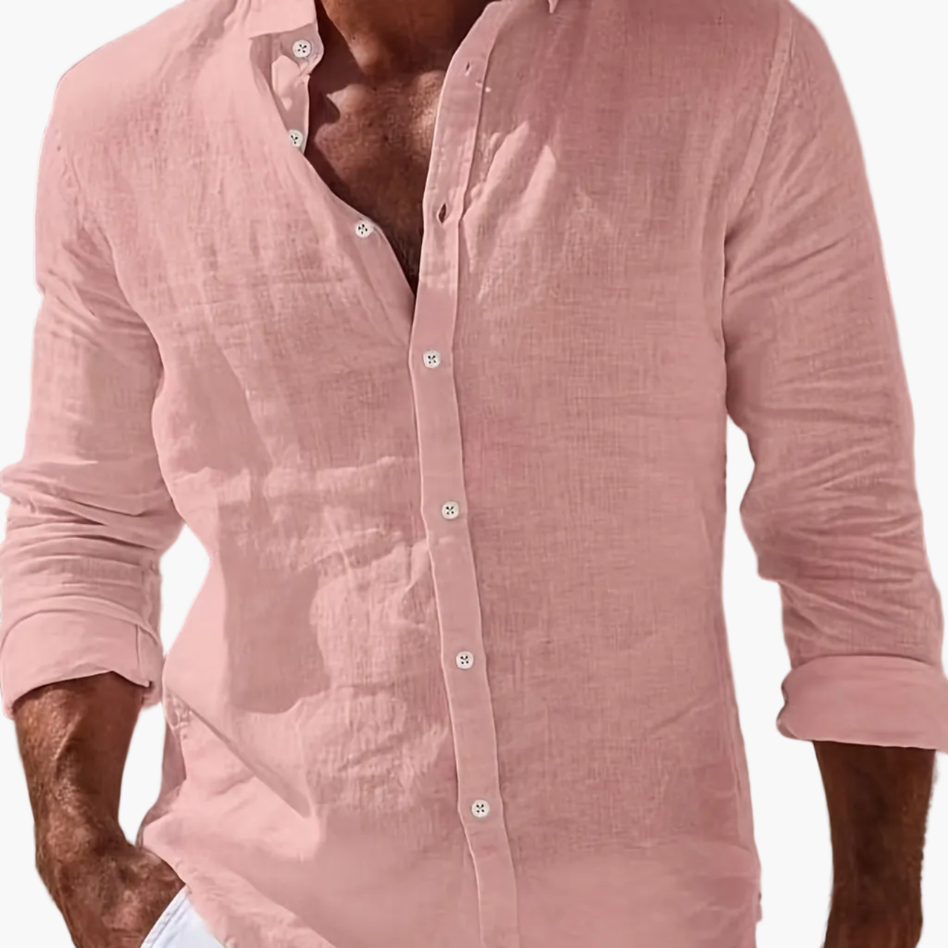 Men's Casual Shirt with Button Placket – Stylish Long-Sleeve Shirt for Beach and Everyday Wear