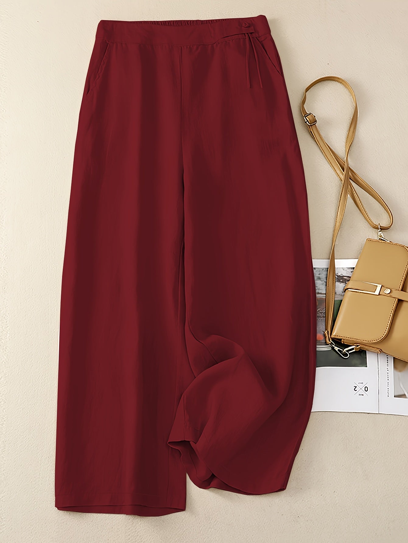 Women's Wide-Leg Casual Pants Elegant with Tie Belt – Perfect for Spring and Summer