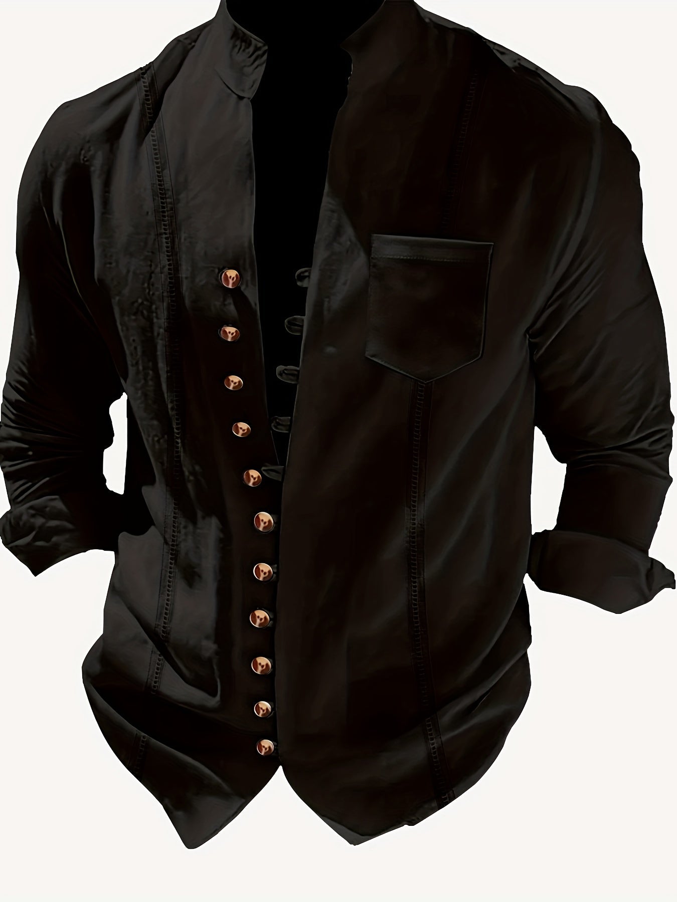 Men's Stand Collar Casual Shirt with Button Placket – Casual Look for Everyday and Special Occasions
