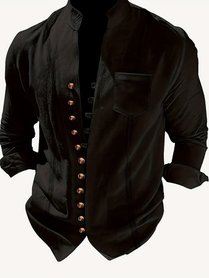 Men's Stand Collar Casual Shirt with Button Placket – Casual Look for Everyday and Special Occasions