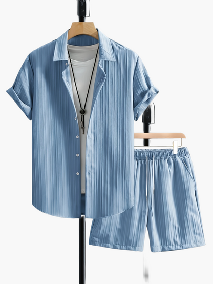 Men's Casual Set – Short-Sleeve Shirt and Shorts, Modern Summer Outfit, Sporty Look