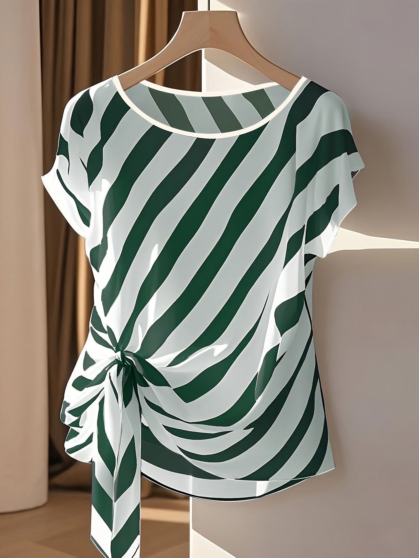 Women's Boho Blouse Shirt with Paisley Pattern and Knot Detail – Elegant Spring & Summer Top, Fashionable and Versatile
