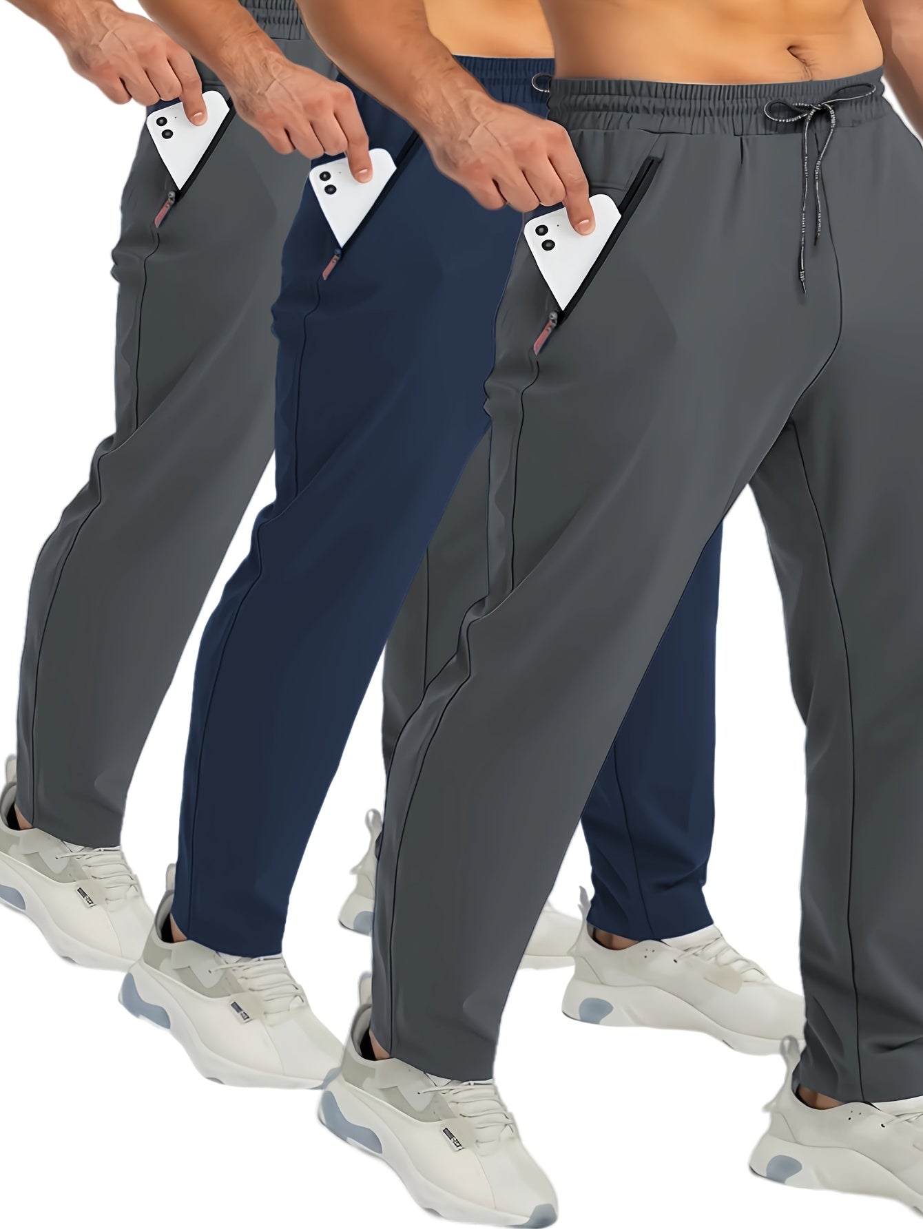 Herren Jogginghosen Set – Bequeme Sport- und Freizeithosen mit Reißverschlusstaschen, 3er Pack