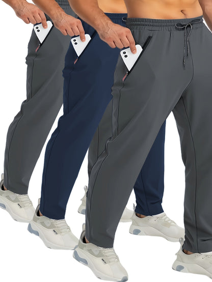 Herren Jogginghosen Set – Bequeme Sport- und Freizeithosen mit Reißverschlusstaschen, 3er Pack