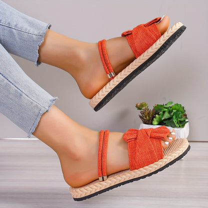 Women's summer sandals with bow and ankle strap – fashionable casual shoes for everyday wear & vacation