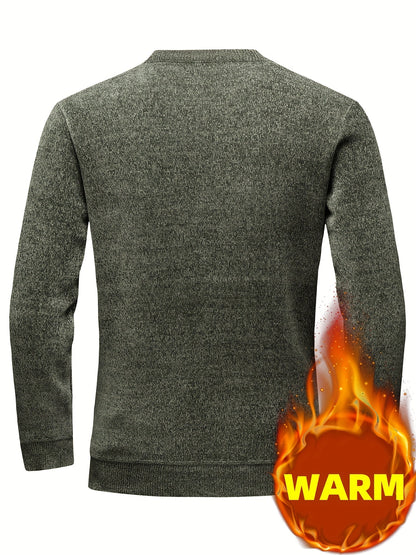 Herren Rundhalspullover Strickoptik mit Streifen und Strukturmuster