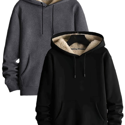 Hoodie set, 2-pack, with teddy lining; lined, warm hooded sweatshirt