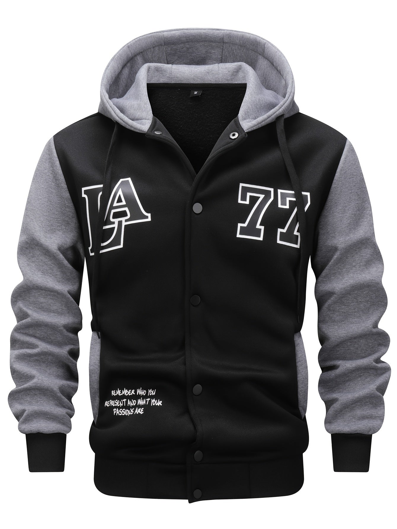 Men's two-tone hooded jacket with snap buttons