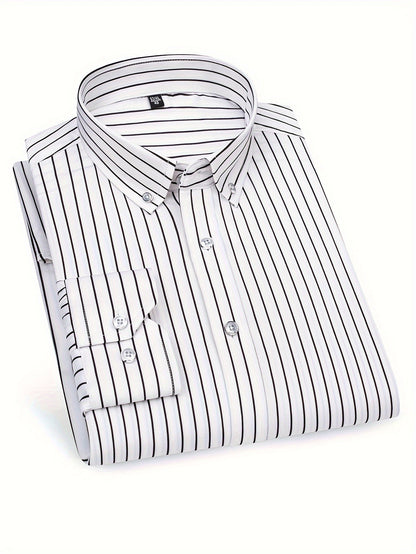 Herren Slim Fit Streifenhemd – Modernes Business & Freizeit Langarmhemd