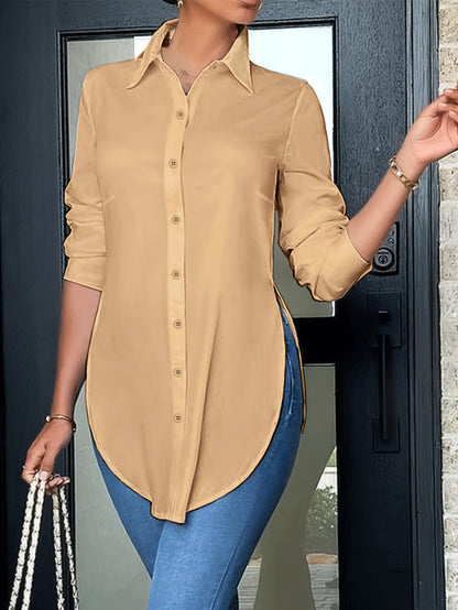 Women's Long-Sleeve Blouse Elegant Business Casual Shirt Tunic