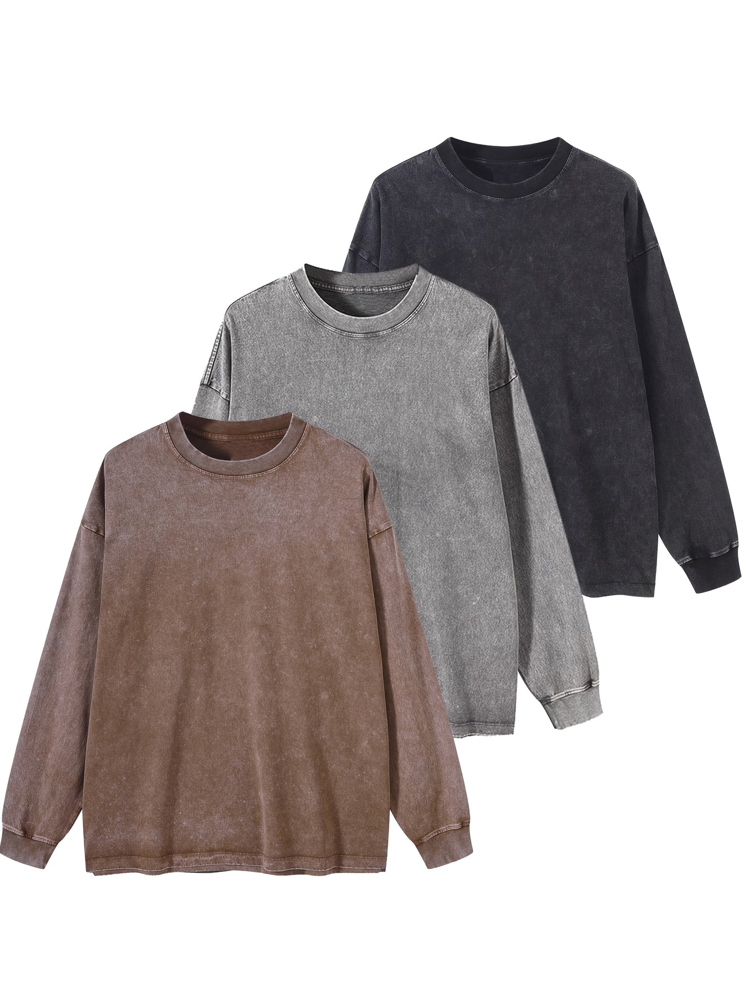 Unisex long-sleeve shirt in a washed look, crew-neck vintage sweatshirt
