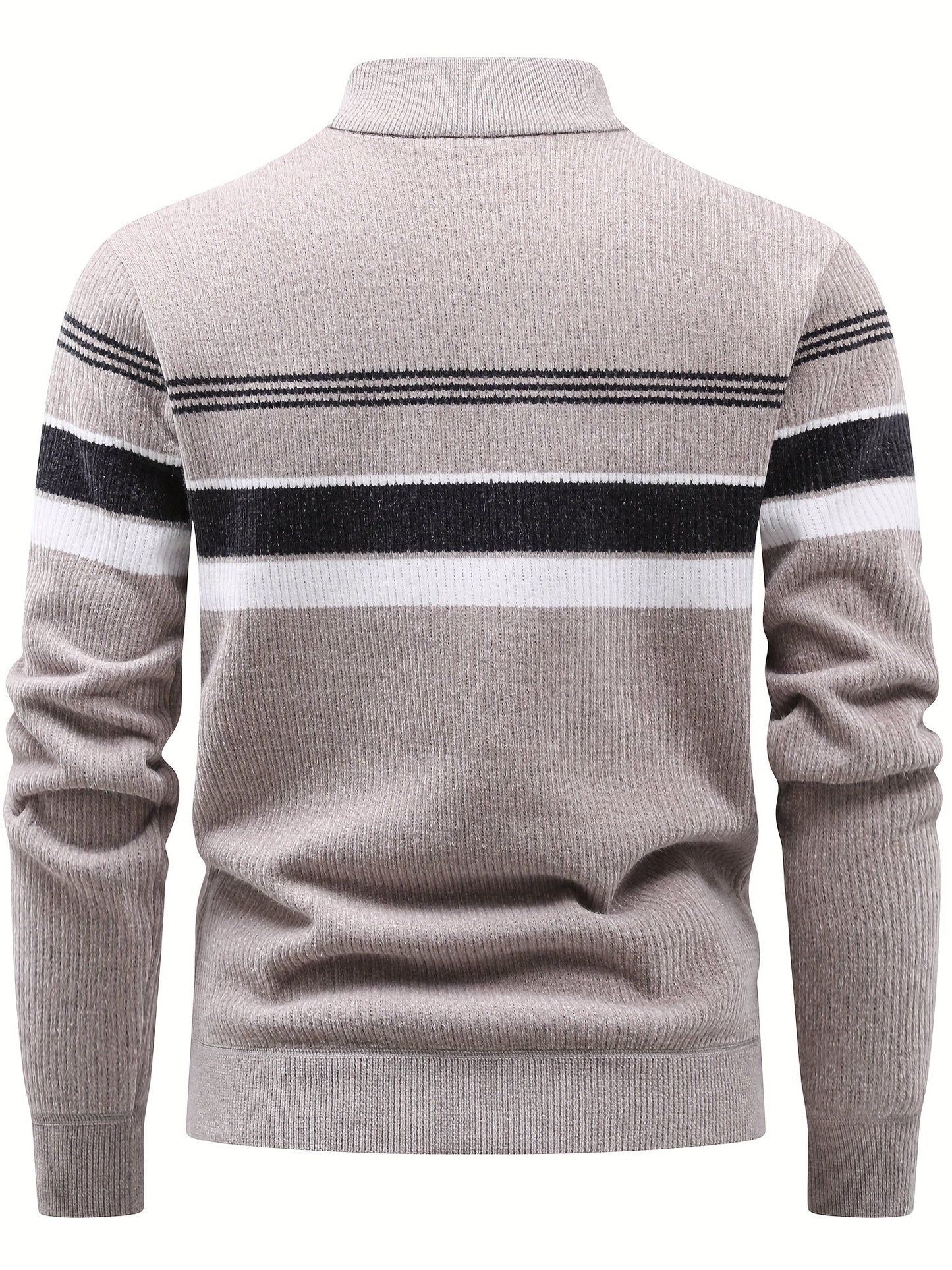 Herren Halb-Reißverschluss Pullover Gerippt mit Streifen