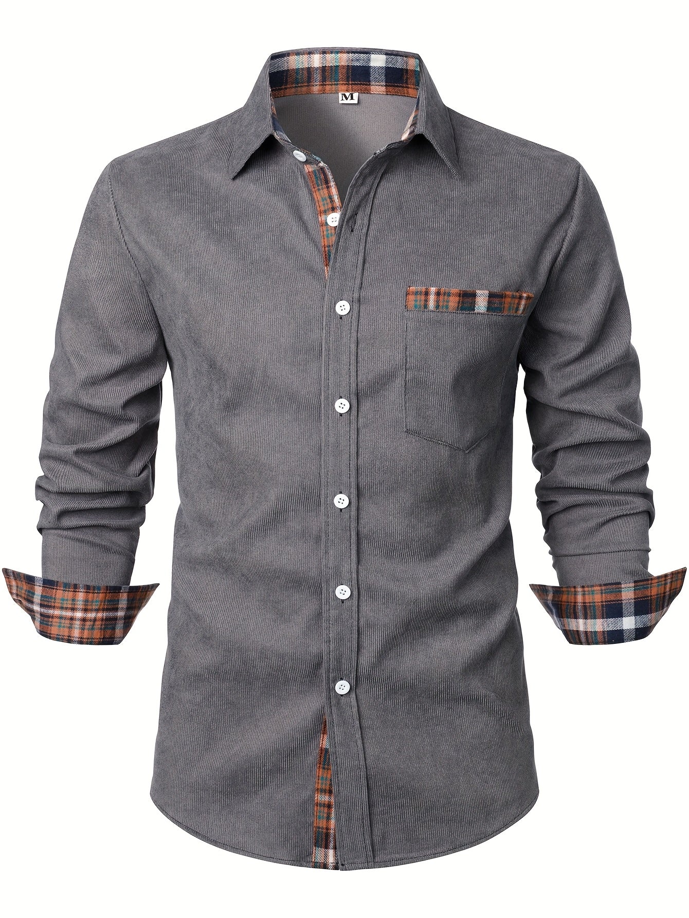Men's Modern Fit Casual Shirt with Check Details – Stylish Long-Sleeve Shirt for Everyday and Office Wear