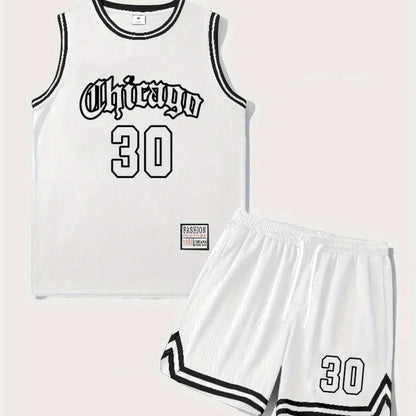 Men's Basketball Jersey Set Chicago 30 Sports Tank Top and Shorts for Fitness & Leisure