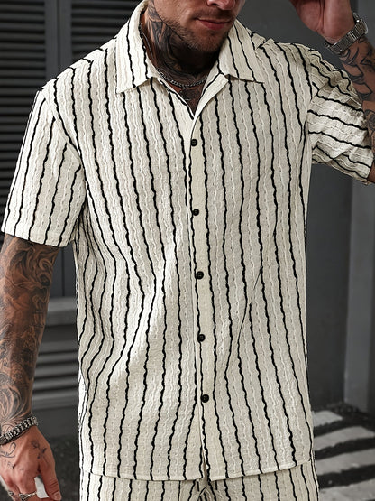 Men's Short-Sleeve Striped Shirt – Modern Summer Shirt for Leisure & Vacation