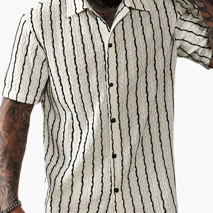 Men's Short-Sleeve Striped Shirt – Modern Summer Shirt for Leisure & Vacation
