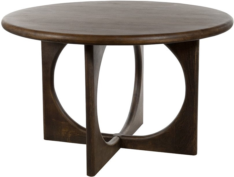 Eetkamertafel massief mangohout Zodiac walnoot bruin rond Ø 130 x 76 cm, eetkamer