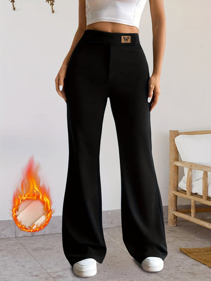 Schwarze Schlaghose Damen mit hoher Taille und weicher Innenseite