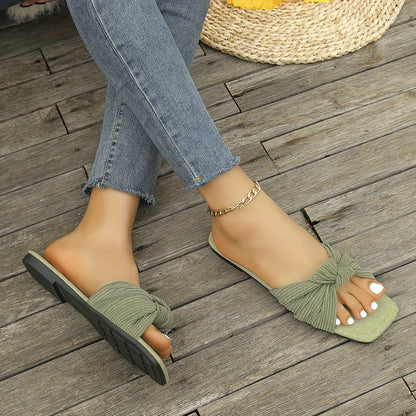 Women's Slip-On Sandals with Knot Detail – Fashionable Summer Shoes for Leisure and Everyday Wear