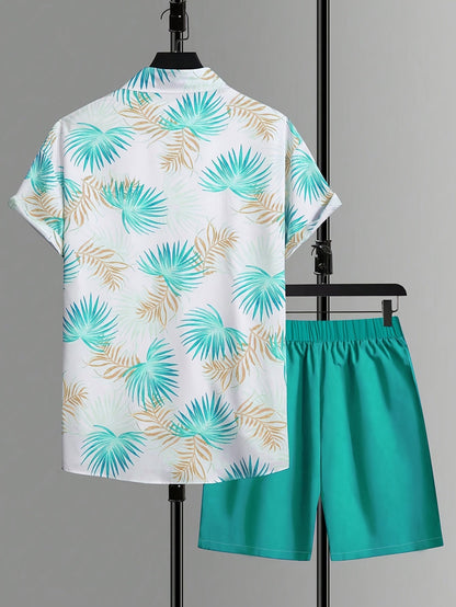 Herren Sommer Strand Set – Tropisches Kurzarmhemd & Shorts – Modisches Freizeit Outfit