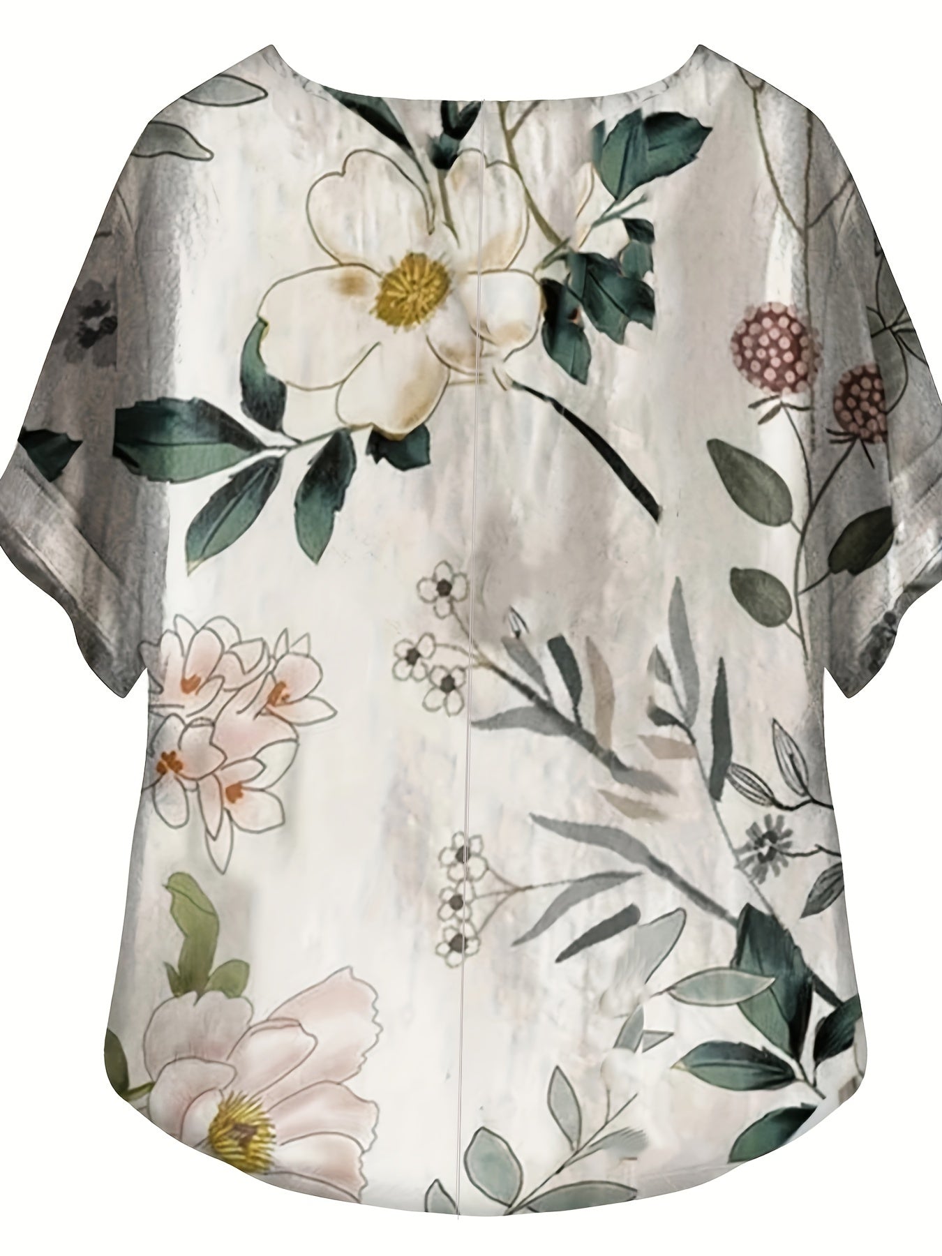 Women's Vintage Blouse with Floral Pattern and Button Placket – Summer Casual Shirt
