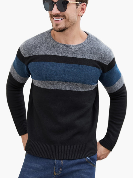 Herren Pullover mit Streifenmuster – Moderner Freizeit-Look für Herbst und Winter