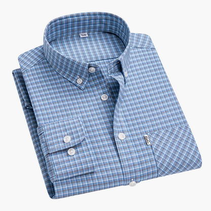 Men's Casual Shirt Checked – Modern Long-Sleeve Shirt for Everyday & Office