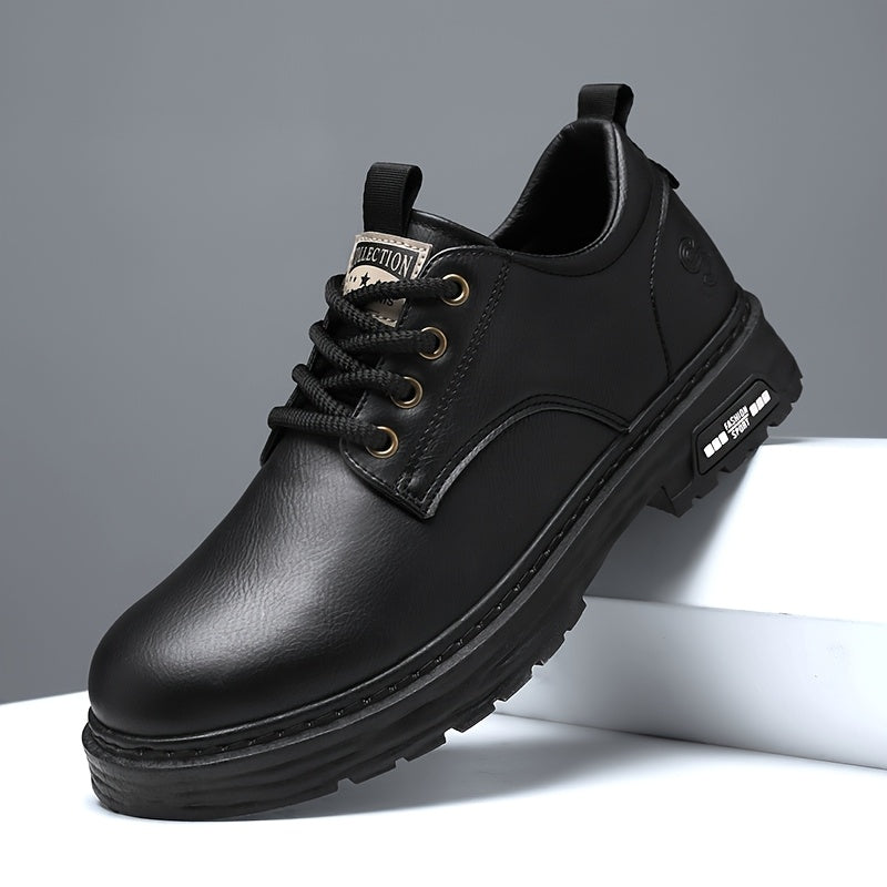 Men's black casual lace-up shoes with platform soles