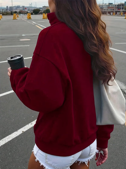 Sweatshirt with half-zip, collar, and Brooklyn print