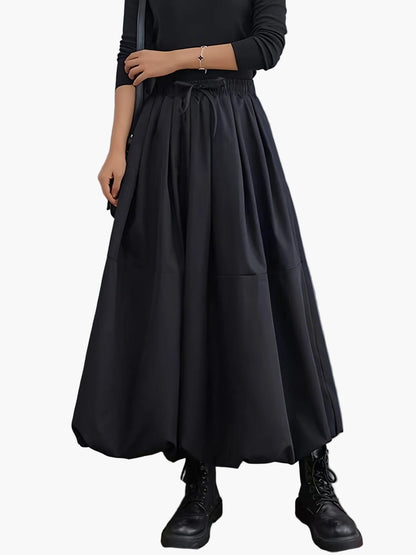 Women's Balloon Skirt Elegant Wide with Pockets – Fashionable Maxi Skirt for Everyday and Leisure
