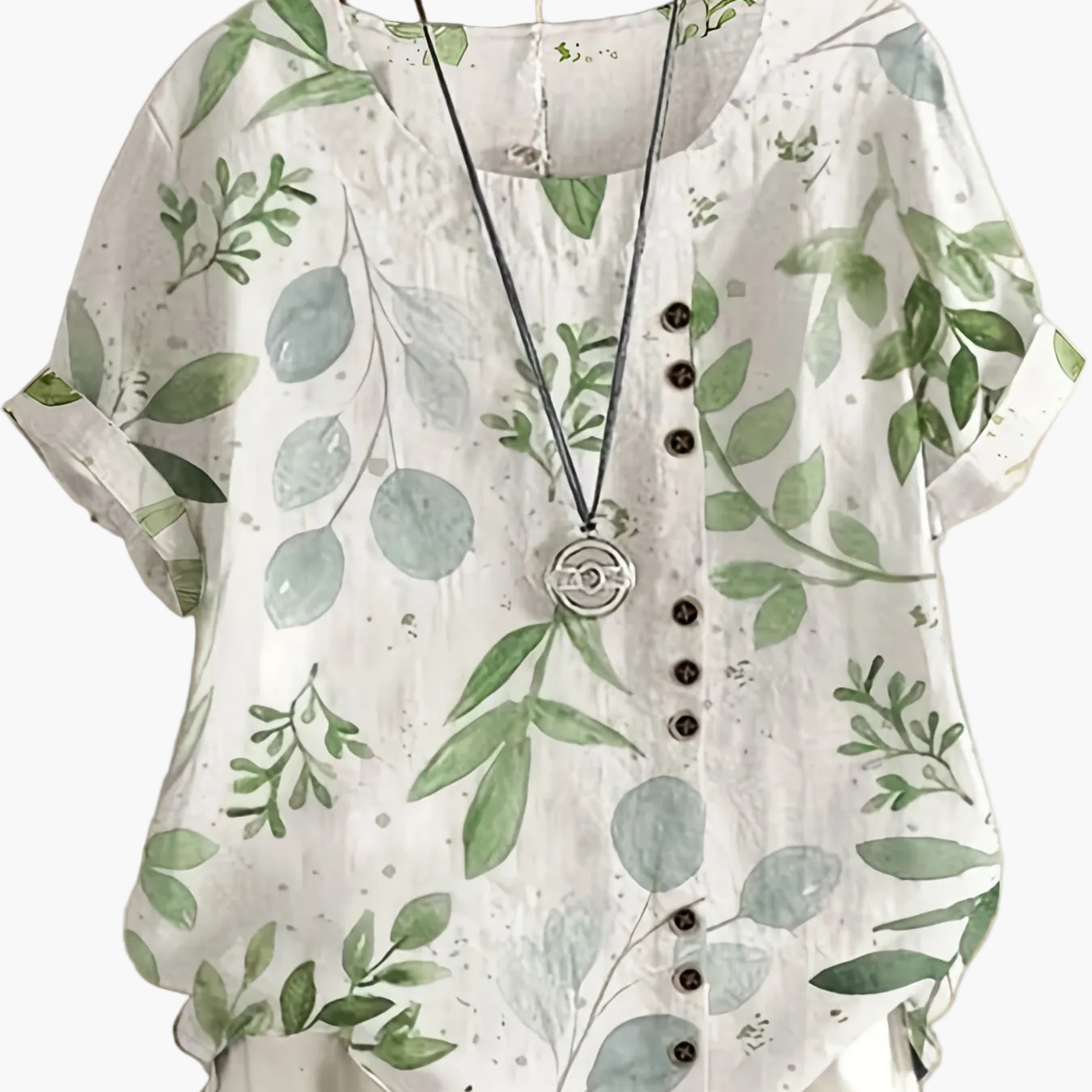 Women's Vintage Blouse with Floral Pattern and Button Placket – Summer Casual Shirt